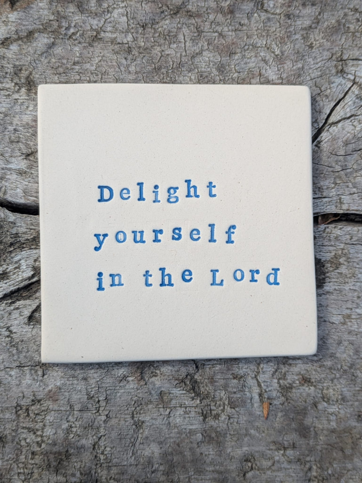 Delight Yourself In The Lord Truth Tile (Blue Stamp)