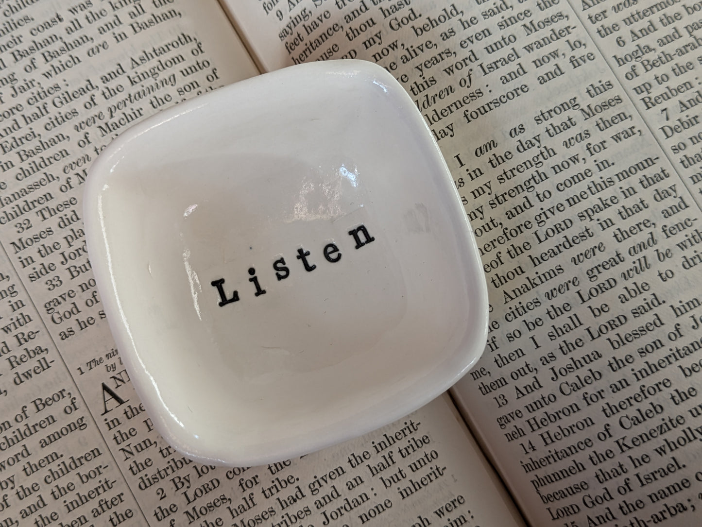 Neriah Mini Square Handcrafted Bowl: Listen