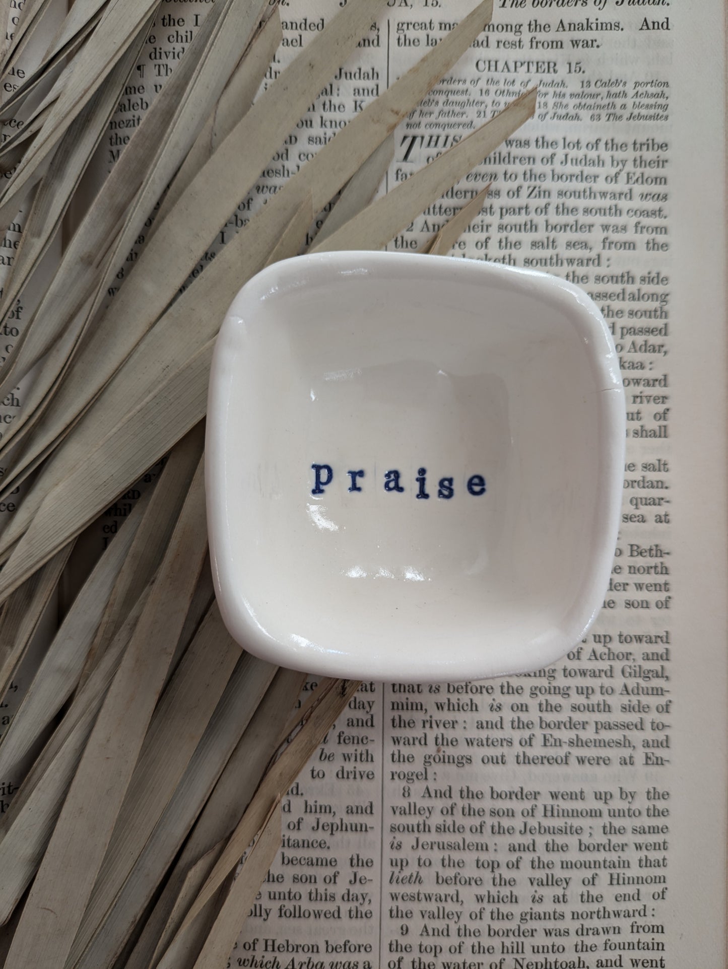 Neriah Mini Square Handcrafted Bowl: praise