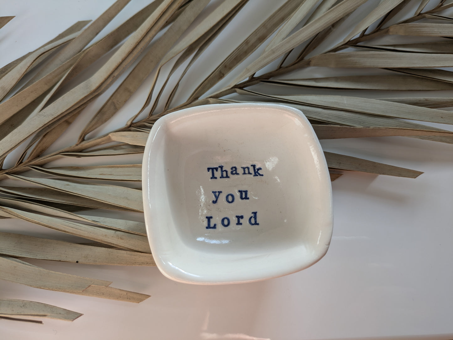 Neriah Mini Square Handcrafted Bowl: Thank you Lord