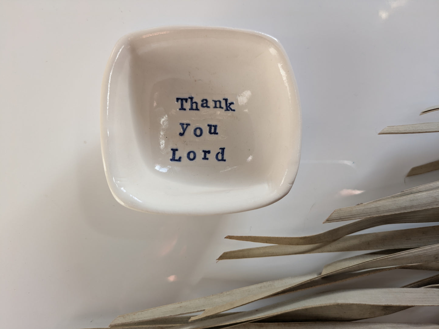 Neriah Mini Square Handcrafted Bowl: Thank you Lord