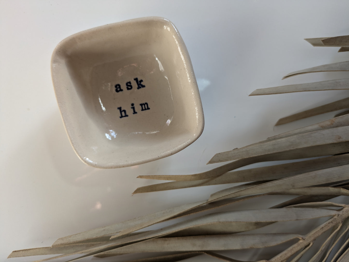 Neriah Mini Square Handcrafted Bowl: ask him