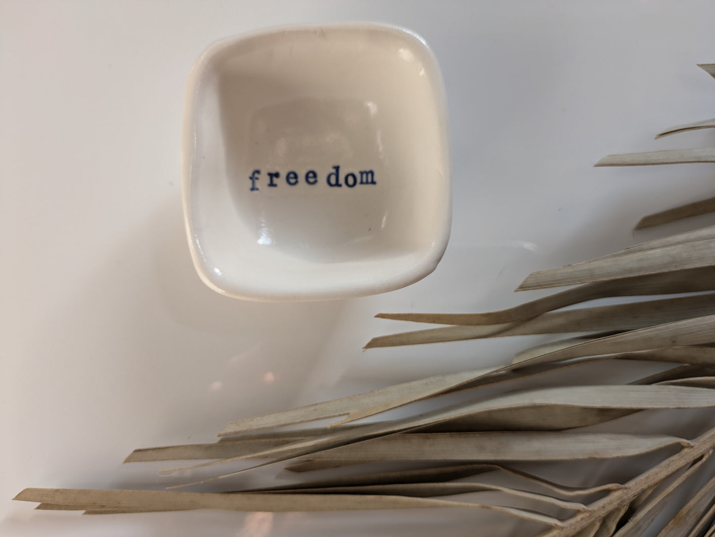 Neriah Mini Square Handcrafted Bowl: freedom