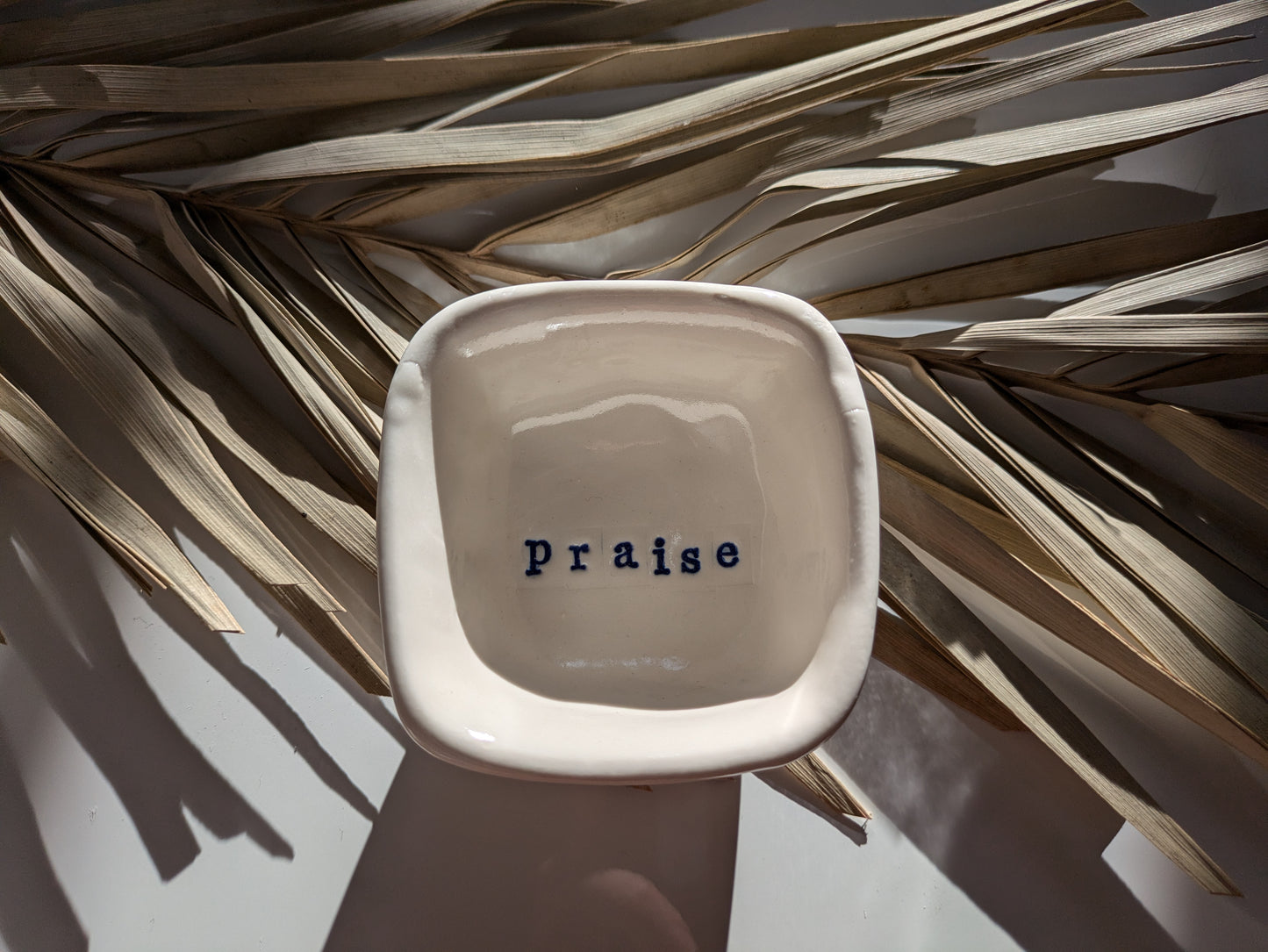 Neriah Mini Square Handcrafted Bowl: praise