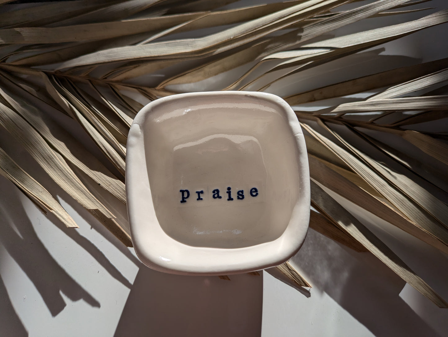 Neriah Mini Square Handcrafted Bowl: praise