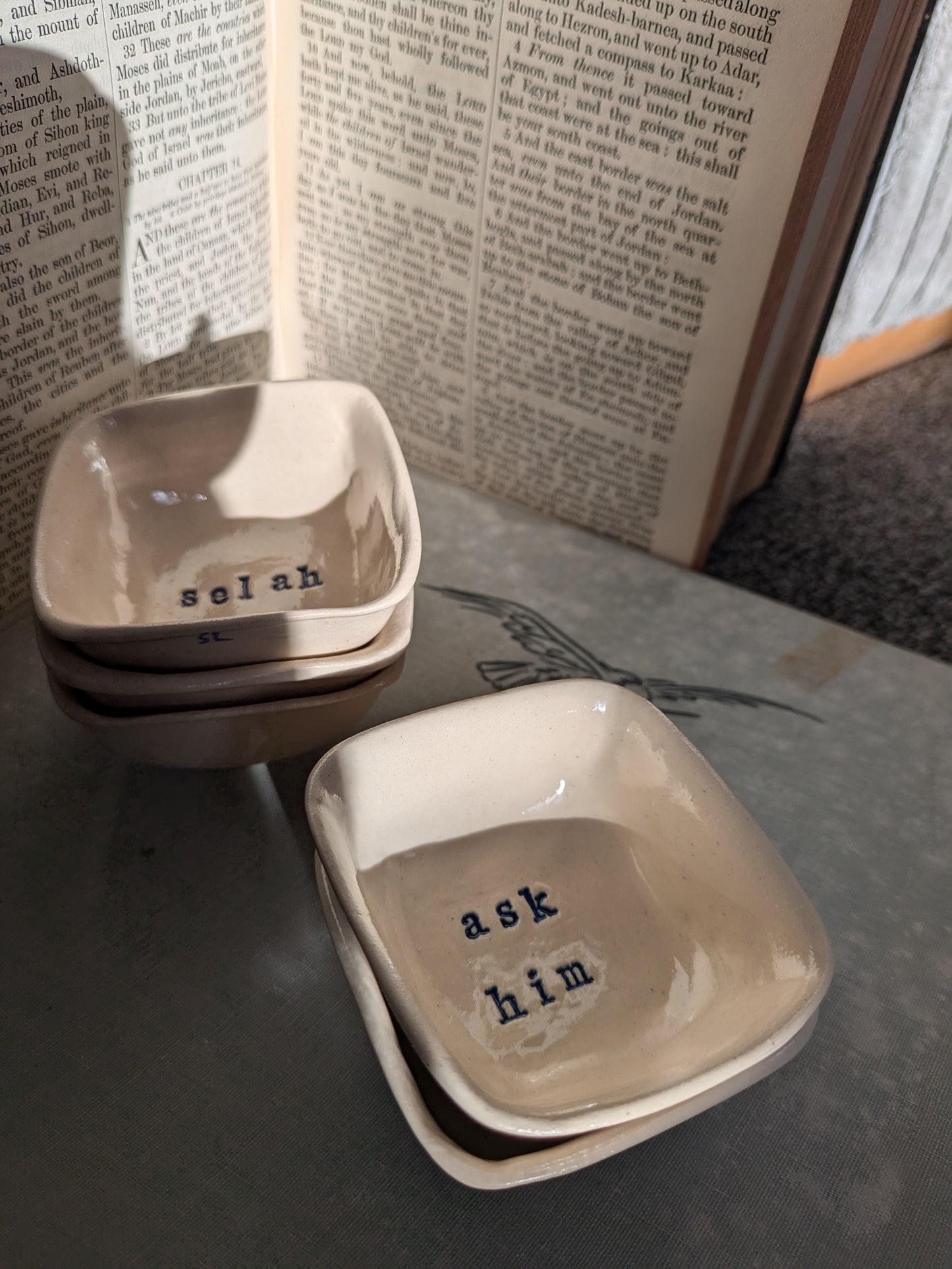 Neriah Mini Square Handcrafted Bowl: ask him