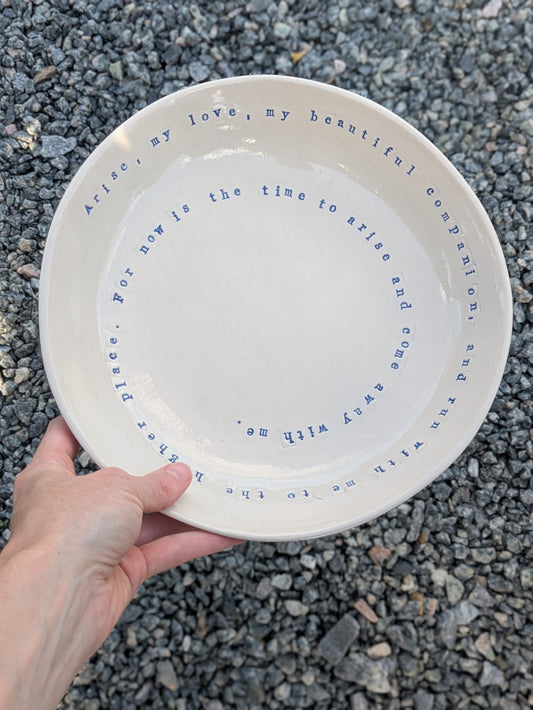 Salad Bowl – "Arise, My Love" | Hand-Stamped Ceramic Bowl