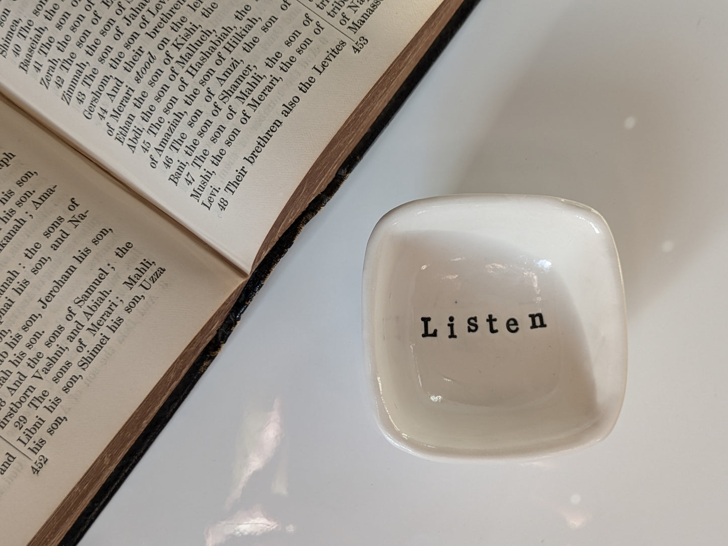 Neriah Mini Square Handcrafted Bowl: Listen