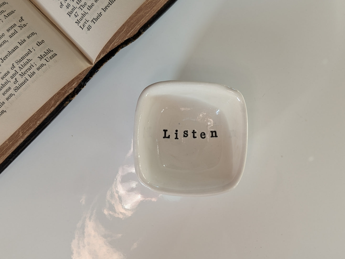 Neriah Mini Square Handcrafted Bowl: Listen