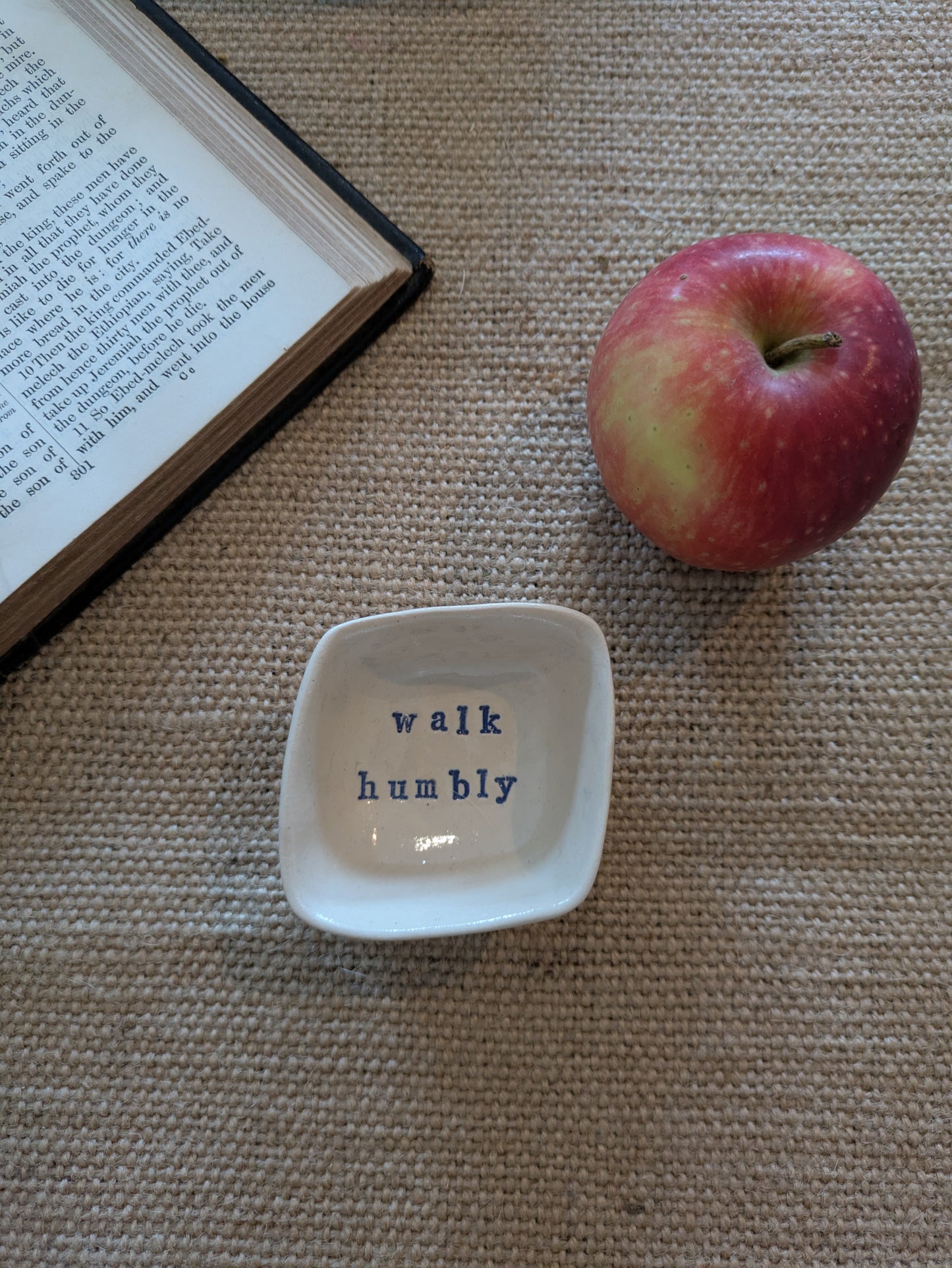 Neriah Mini Square Handcrafted Bowl: Walk humbly