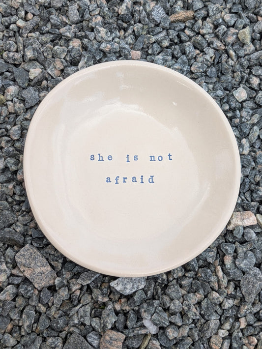 Pasta Bowl – "She Is Not Afraid" | Hand-Stamped Ceramic Bowl