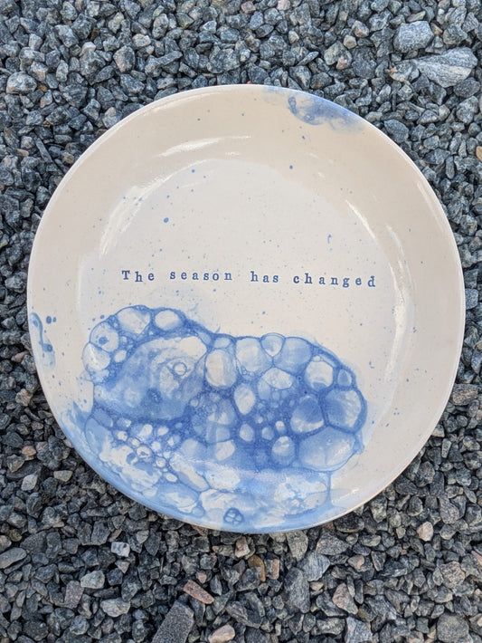 Salad Bowl – "The Season Has Changed" | Hand-Stamped Ceramic Bow