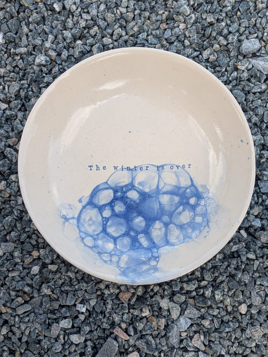 Salad Bowl – "The Winter Is Over" | Hand-Stamped Ceramic Bowl